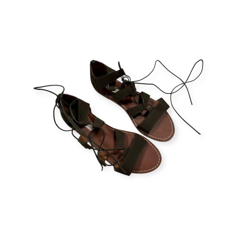 Steve Madden Sandals Women 10‎ Olive Green Lace-Up Gladiator Leather Boho